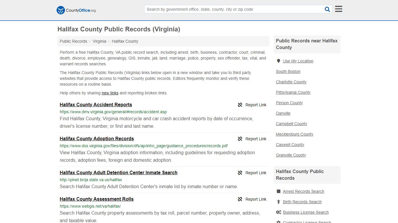 Public Records - Halifax County, VA (Business, Criminal, GIS, Property ...